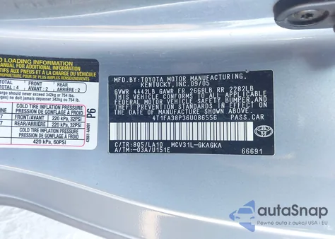 2006 Toyota Camry Solara Sle from USA, damaged, VIN 4T1FA38P36U086556